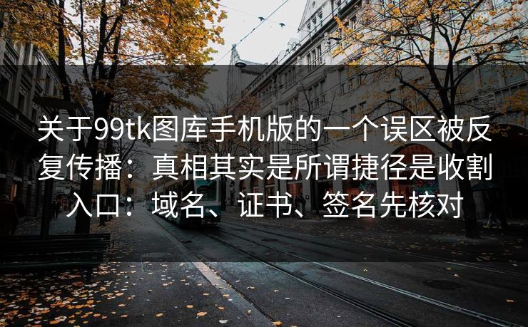 关于99tk图库手机版的一个误区被反复传播：真相其实是所谓捷径是收割入口：域名、证书、签名先核对