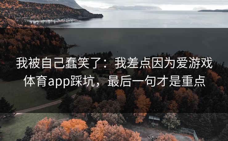 我被自己蠢笑了：我差点因为爱游戏体育app踩坑，最后一句才是重点