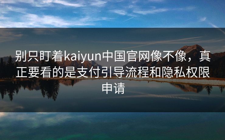 别只盯着kaiyun中国官网像不像，真正要看的是支付引导流程和隐私权限申请