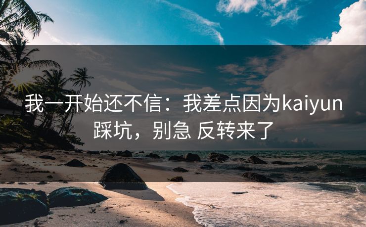 我一开始还不信：我差点因为kaiyun踩坑，别急 反转来了