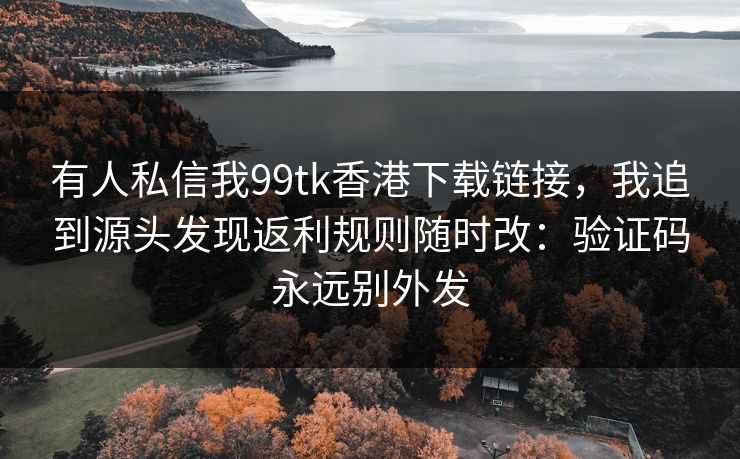 有人私信我99tk香港下载链接，我追到源头发现返利规则随时改：验证码永远别外发